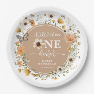 Little Miss ONEderful Fall Wildflower Birthday Paper Plate