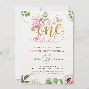 Little Miss ONEderful First Birthday Invitation