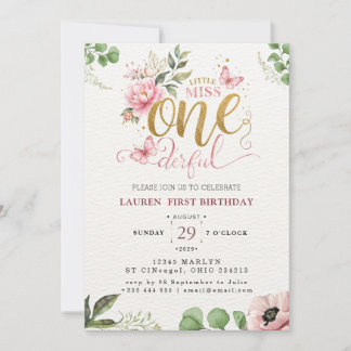 Little Miss ONEderful First Birthday Invitation
