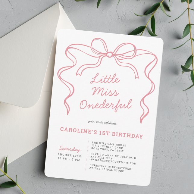 Little Miss Onederful First Birthday Invitation (Creator Uploaded)