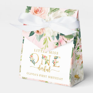Little Miss Onederful Floral 1st Birthday Party Favour Box