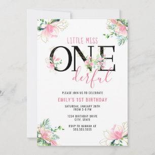 Little Miss ONEderful Girls 1st Birthday Invitation