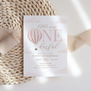 Little Miss Onederful Hot Air Balloon 1st Birthday Invitation