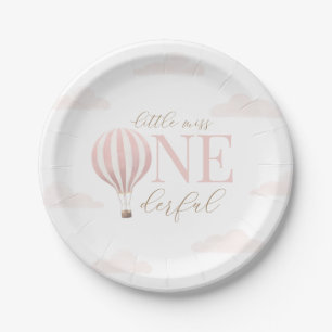 Little Miss Onederful Hot Air Balloon Birthday Paper Plate