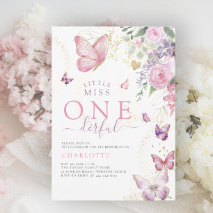 Little Miss Onederful Lush Floral 1st Birthday Invitation