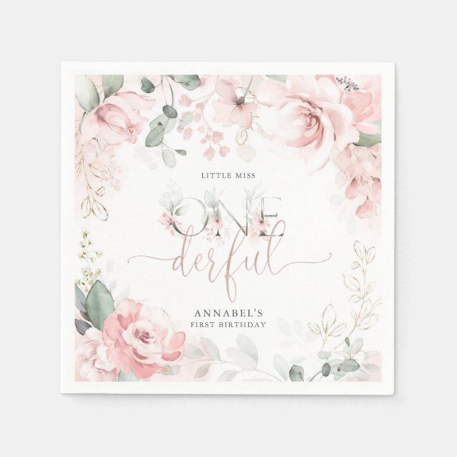 Little Miss Onederful Napkins (Front)