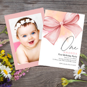 Little miss Onederful Pink 1st birthday invitation