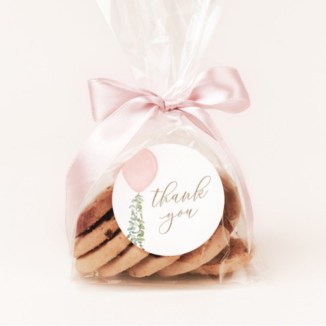 Little Miss Onederful Pink Balloon Birthday Classic Round Sticker (Creator Uploaded)