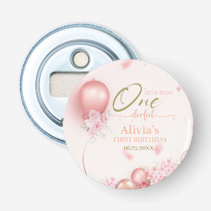 Little Miss ONEderful Pink Floral 1st Birthday Bottle Opener