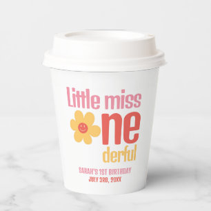 Little Miss Onederful Retro Groovy First Birthday Paper Cups