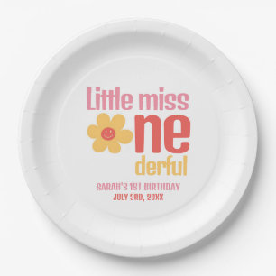 Little Miss Onederful Retro Groovy First Birthday Paper Plate