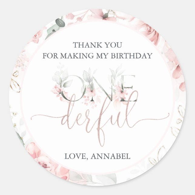 Little Miss Onederful Round Sticker (Front)