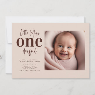 Little Miss ONEderful script photo Invitation