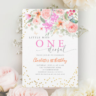 Little Miss Onederful Vibrant Girl 1st Birthday Invitation