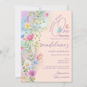Little Miss ONEderful Wildflower 1st Birthday Invitation