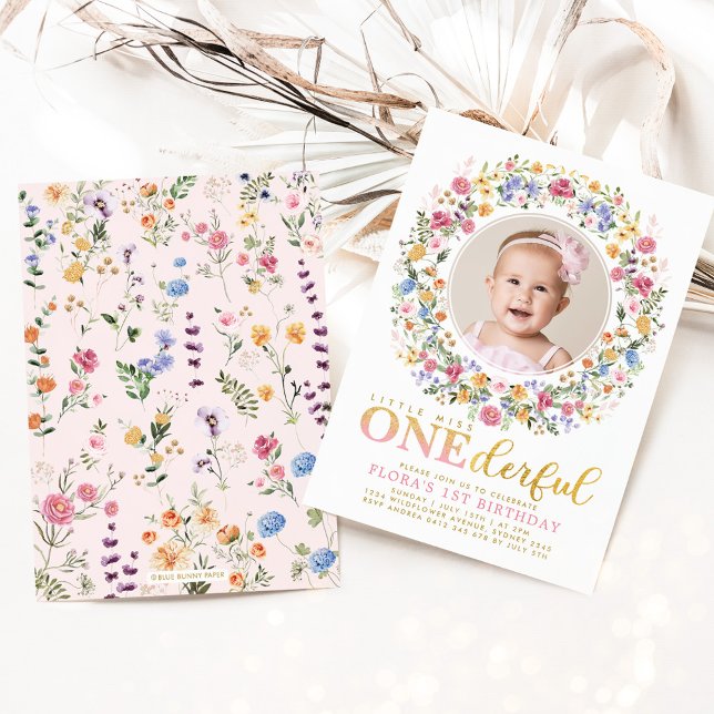 Little Miss ONEderful Wildflower Garden Birthday I Invitation (Creator Uploaded)