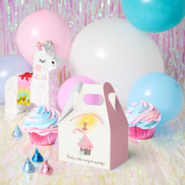 Little Miss Pink Cupcake Girl's 1st Birthday Party Favour Box
