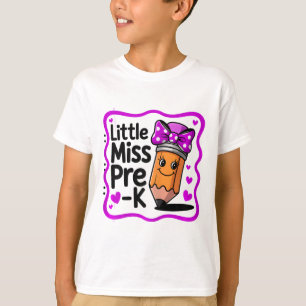 Little Miss Pre-k Cute Ck To School Pre Kindergart T-Shirt