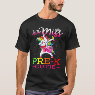 Little Miss Pre-K Cutie First Day Of School Unicor T-Shirt