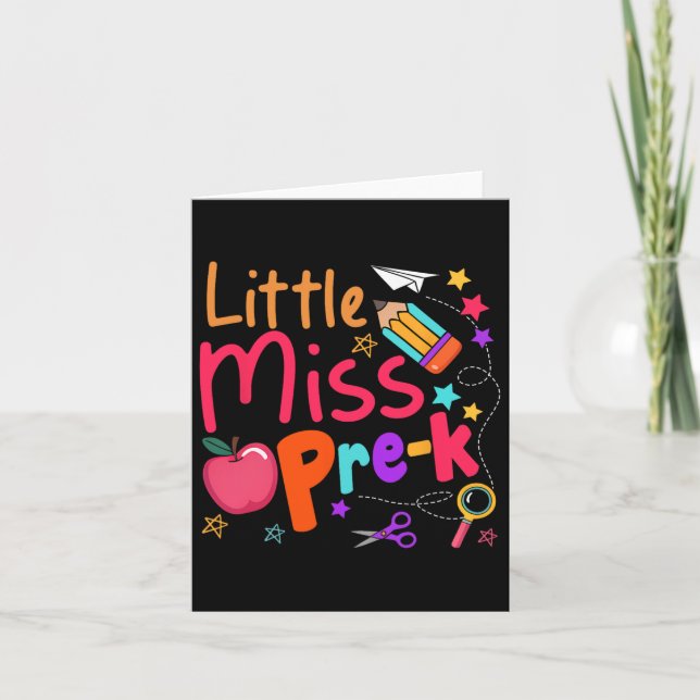 Little Miss Pre-k First Day Of School Back To Scho Card (Front)