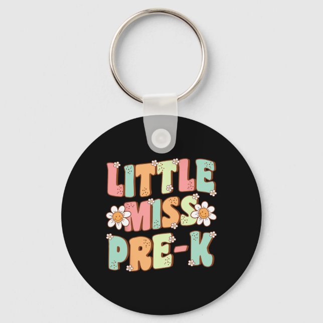 Little Miss Pre-K Girls Back To School Retro Daugh Key Ring (Front)