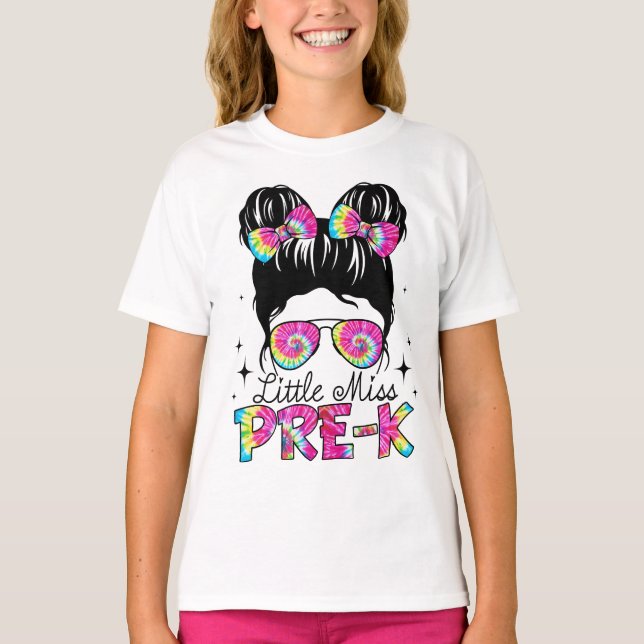 Little Miss Pre-K Girls Back To School T-Shirt (Front)