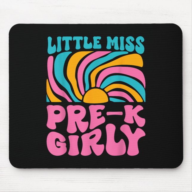 Little Miss Pre-k Girly Retro Back To School Pre-k Mouse Mat (Front)