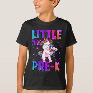 Little Miss Pre-K Unicorn Back To School Girls T-Shirt