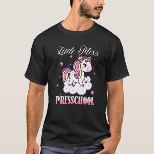 Little Miss Preschool First Day Of School Unicorn  T-Shirt