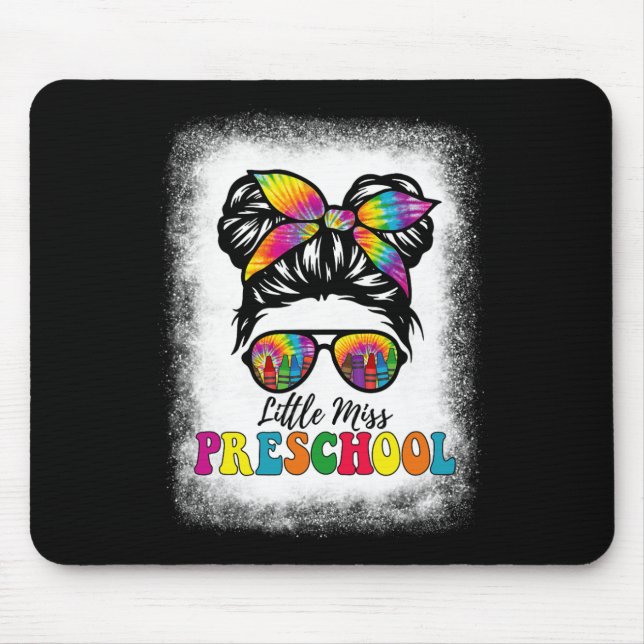 Little Miss Preschool Tie Dye Messy Bun Girl Schoo Mouse Mat (Front)