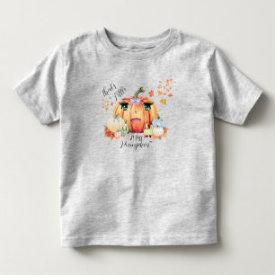 Little Miss Pumpkin Funny Quote Cartoon Face Fall  Toddler T-Shirt