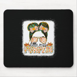 Little Miss Pumpkin Messy Bun Girl Fall Thanksgivi Mouse Mat