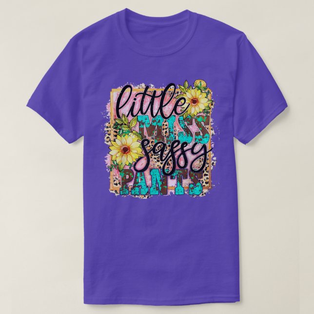 Little Miss Sassy Pants Cowhide Sunflower Leopard  T-Shirt (Design Front)