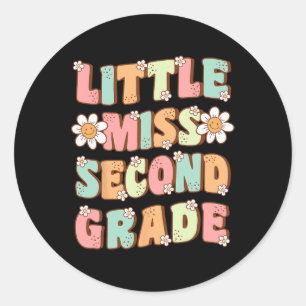 Little Miss Second Grade Cute Groovy First Day of  Classic Round Sticker