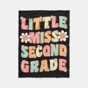 Little Miss Second Grade Cute Groovy First Day Of Fleece Blanket