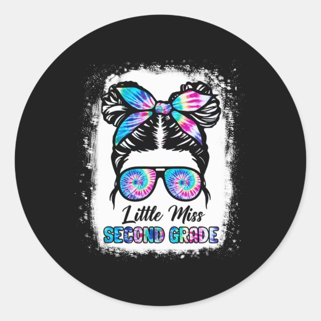 Little Miss Second Grade Girl Back To School  2nd  Classic Round Sticker (Front)