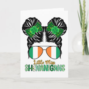 Little Miss Shenanigans Girls Kids Rainbow St Patr Card