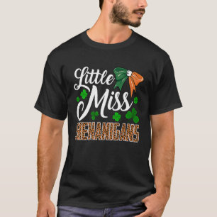 Little Miss Shenanigans Leopard St Patricks Day Gi T-Shirt