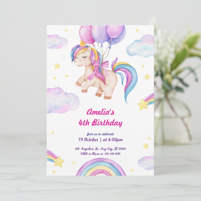 Little Miss stunner Pink Birthday Invitation (Standing Front)