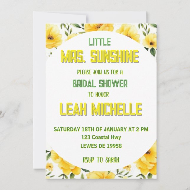 LITTLE MISS SUNSHINE INVITATION (Front)