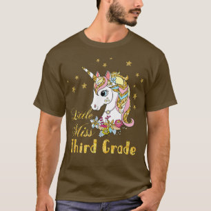 little miss Third Grade Back to SchoolUnicorn Girl T-Shirt