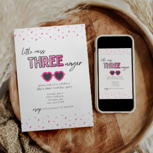 Little Miss Threenager 3rd Birthday Invitation