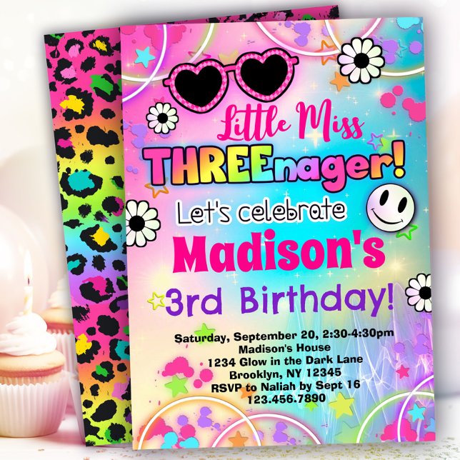 Little Miss Threenager 3rd Birthday Invitation (Creator Uploaded)