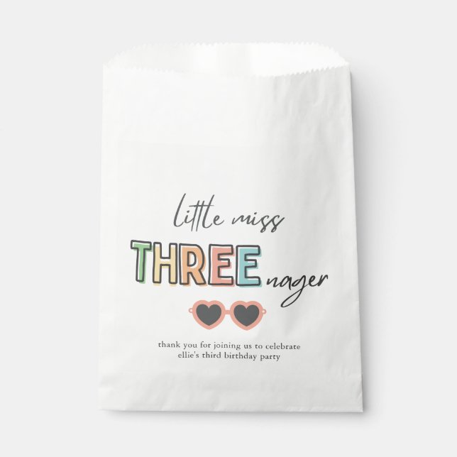 Little Miss Threenager Party Favour Bag (Front)