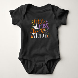 little miss trick or treat cute halloween baby bodysuit