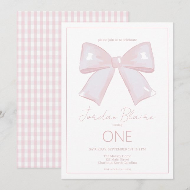 Little Miss Wonderful Pink 1st First Birthday  Invitation (Front/Back)