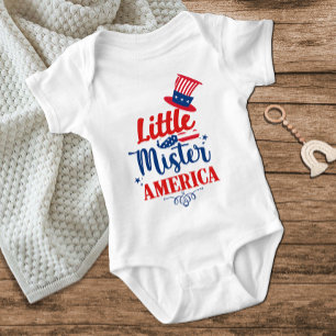 Little Mister America Red White Blue July 4th Boy Baby Bodysuit