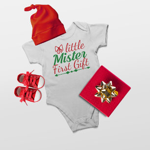 Little Mister First Gift Christmas Boy Baby Bodysuit