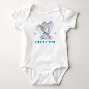 Little Mister Gentleman Blue Boy Elephant Baby Bodysuit
