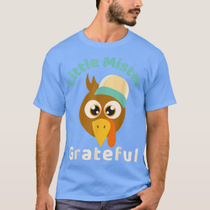 Little Mister Grateful Thanksgiving Turkey Boy Bas T-Shirt